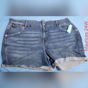 Maurices Dark Blue Cuffed Denim Shorts